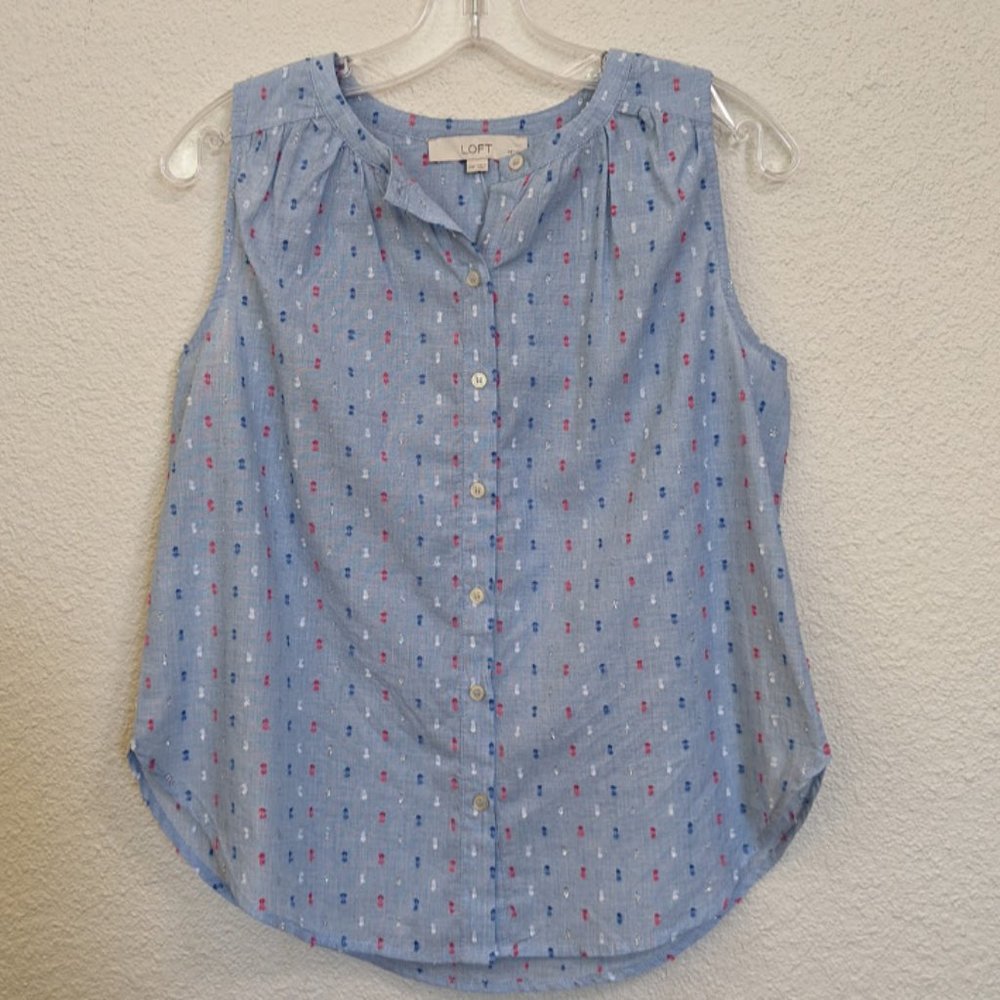 Loft Blue Sleeveless Shirt